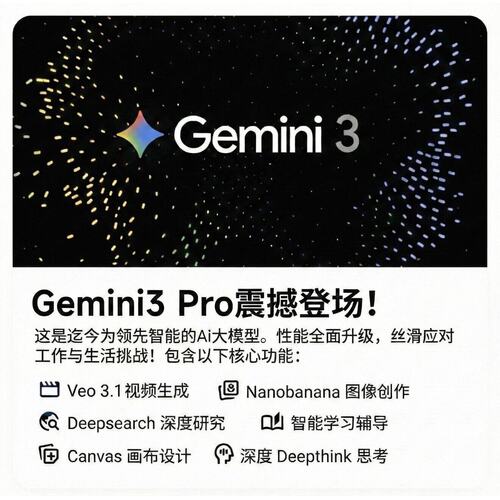 【Gemini3pro！稳定不降智】Gemini pro 3.1 nano会员代充