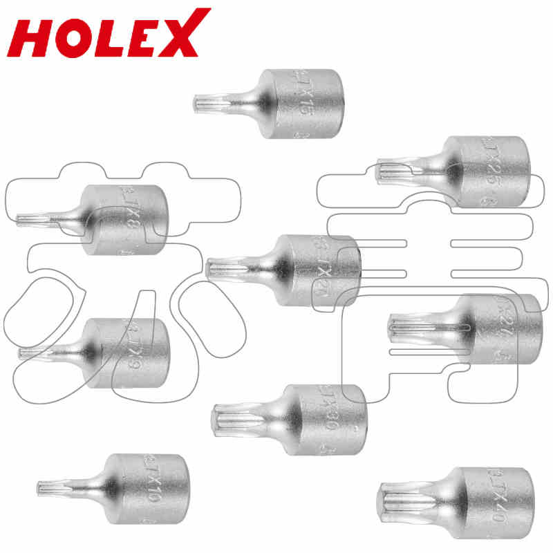 德国霍夫曼 HOLEX星型梅花套筒起子头短款 1/4英寸长 TX8-TX40