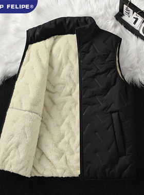 WASSUP FELIPE羊羔绒马甲男士秋冬季加绒加厚外套马夹保暖背心