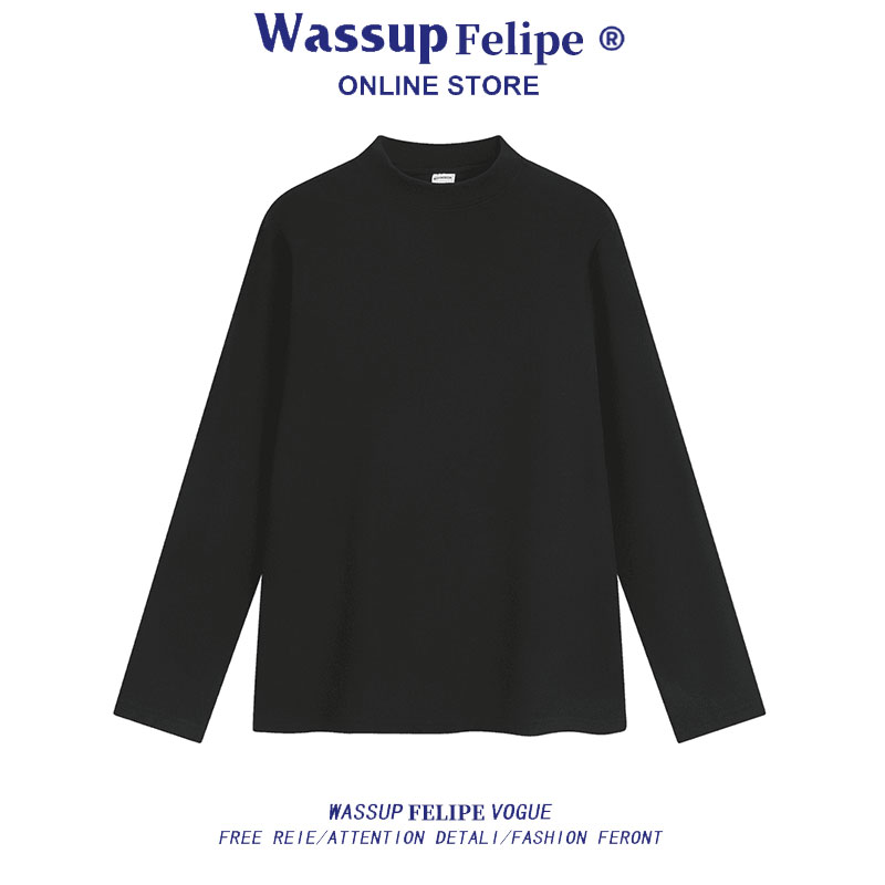 WASSUP FELIPE德绒休闲打底衫半高领纯色加绒保暖内搭可团购定制