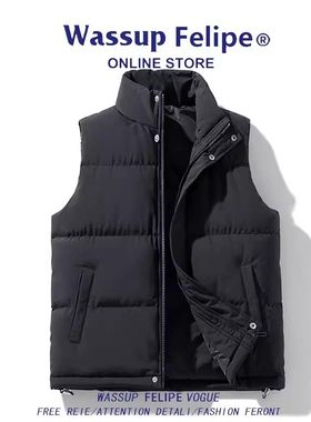 WASSUP FELIPE美式棉马甲外套男秋冬季加厚保暖立领情侣休闲背心