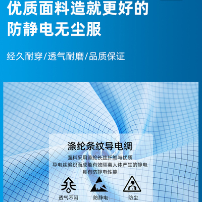 网格无尘服中间开拉链防静电连体防尘净化服无尘室连帽全身工作服