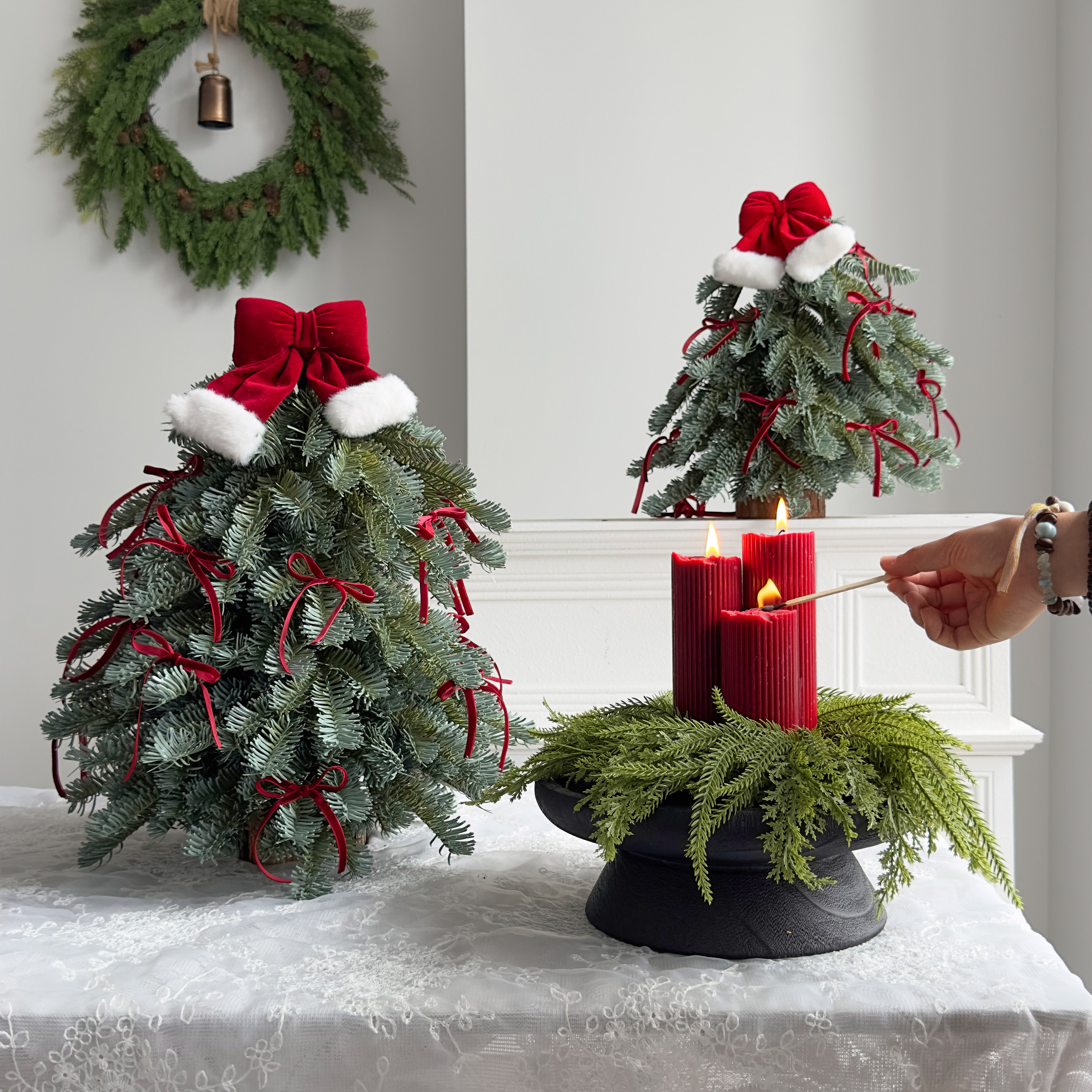 小型圣诞树盆栽仿真桌面橱窗摆件