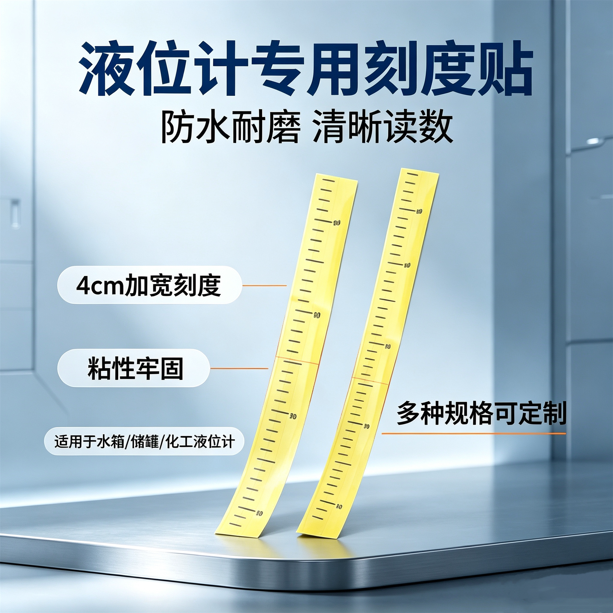 液位计刻度贴 4cm加宽耐磨自粘刻度纸水箱储罐玻璃管液位标尺贴纸图片