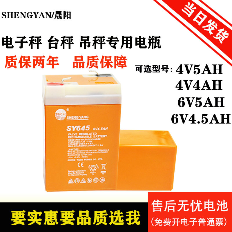 晟阳4伏电子秤蓄电池SY450 4v4ah SY645 6v5ah通用电瓶吊秤台秤称