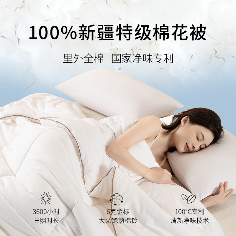 100%长绒棉40支棉花被加厚冬款