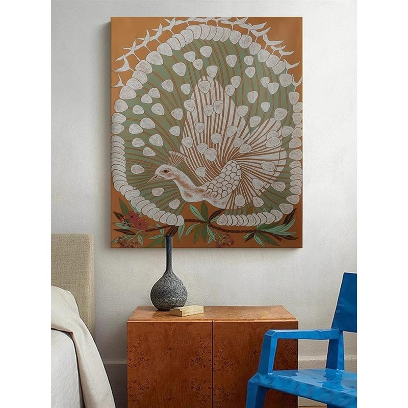 新中式孔雀开屏客厅画小众u艺术复古装饰玄关走廊动物挂画现代装图片