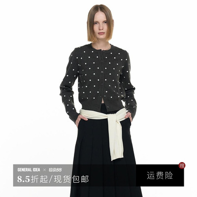 预复古波点百搭圆领针织开衫
