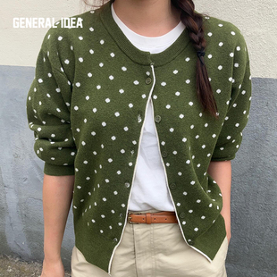 现 拼色波点圆领针织开衫 General 日系经典 4511 idea
