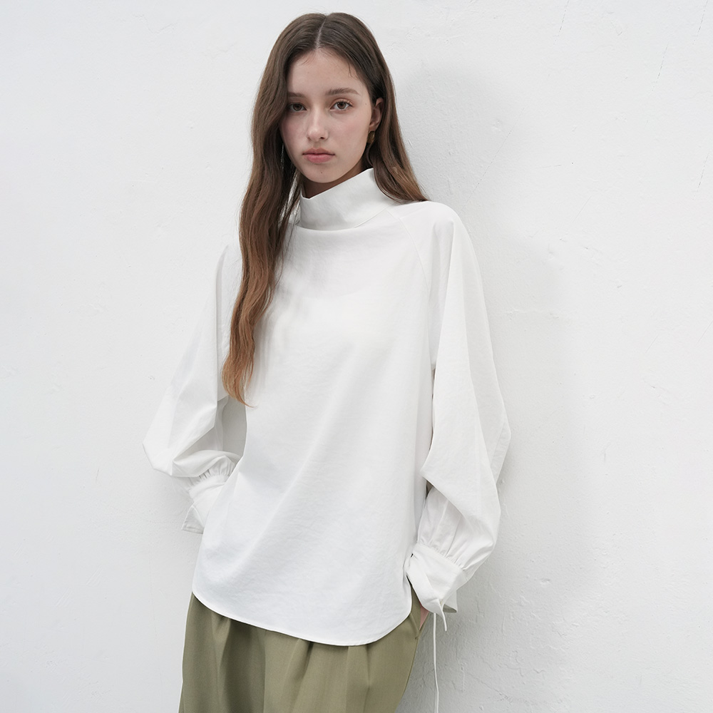 【现】GENERAL IDEA BY BUMSUK知性高领前后两穿绑带长袖衬衫3509