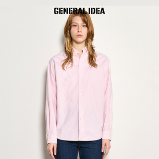 【折扣】General idea 韩版简约休闲宽松竖条纹经典衬衫长袖女