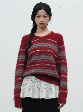 【新春合集】GENERAL IDEA过年穿搭红色系毛针织开衫费尔岛毛衣女