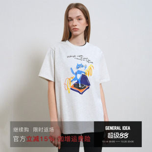 【现】General idea 韩国趣味涂鸦宽松休闲落肩女士短袖T恤
