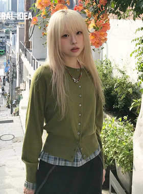 【现】General idea 英伦多纽扣设计毛混纺圆领开衫4507