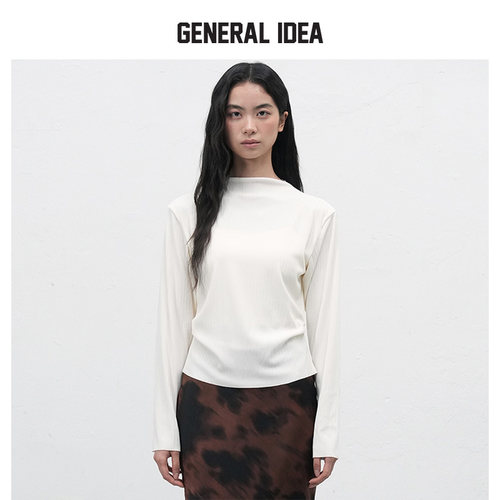 【折扣】GENERAL IDEA 一字领优雅简约长袖打底上衣1512