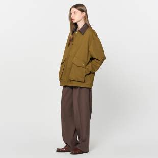 【现】GENERAL IDEA 英伦风休闲拼色复古工装格纹棉外套男女通用