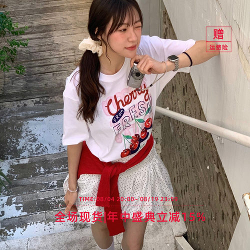 【折扣】General idea 韩国正品果漾清爽印花圆领短袖T恤女休闲夏