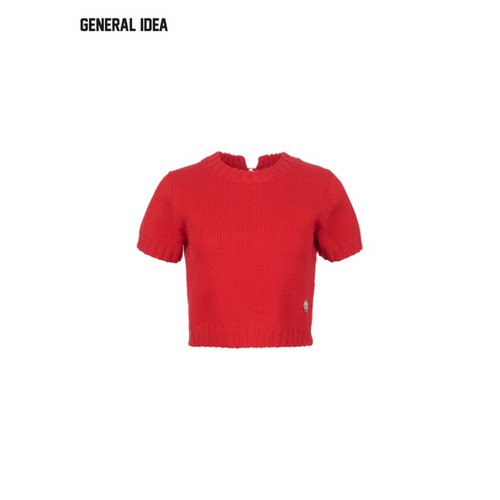 【折扣】General idea 后纽扣镂空设计师款性感短款短袖T恤BD5513