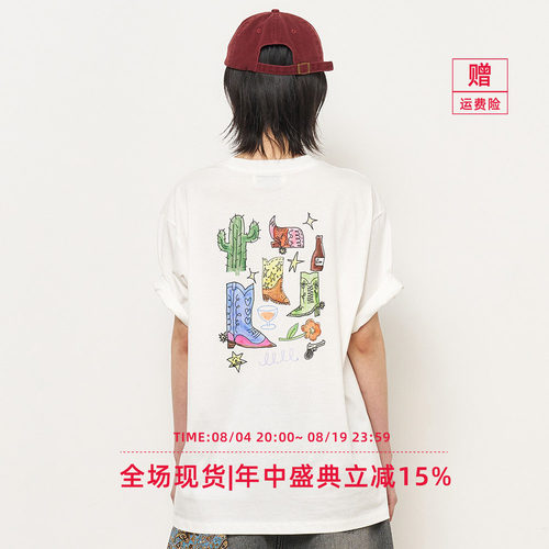 【折扣】General idea 韩国正品对印花oversize短袖T恤男女通用