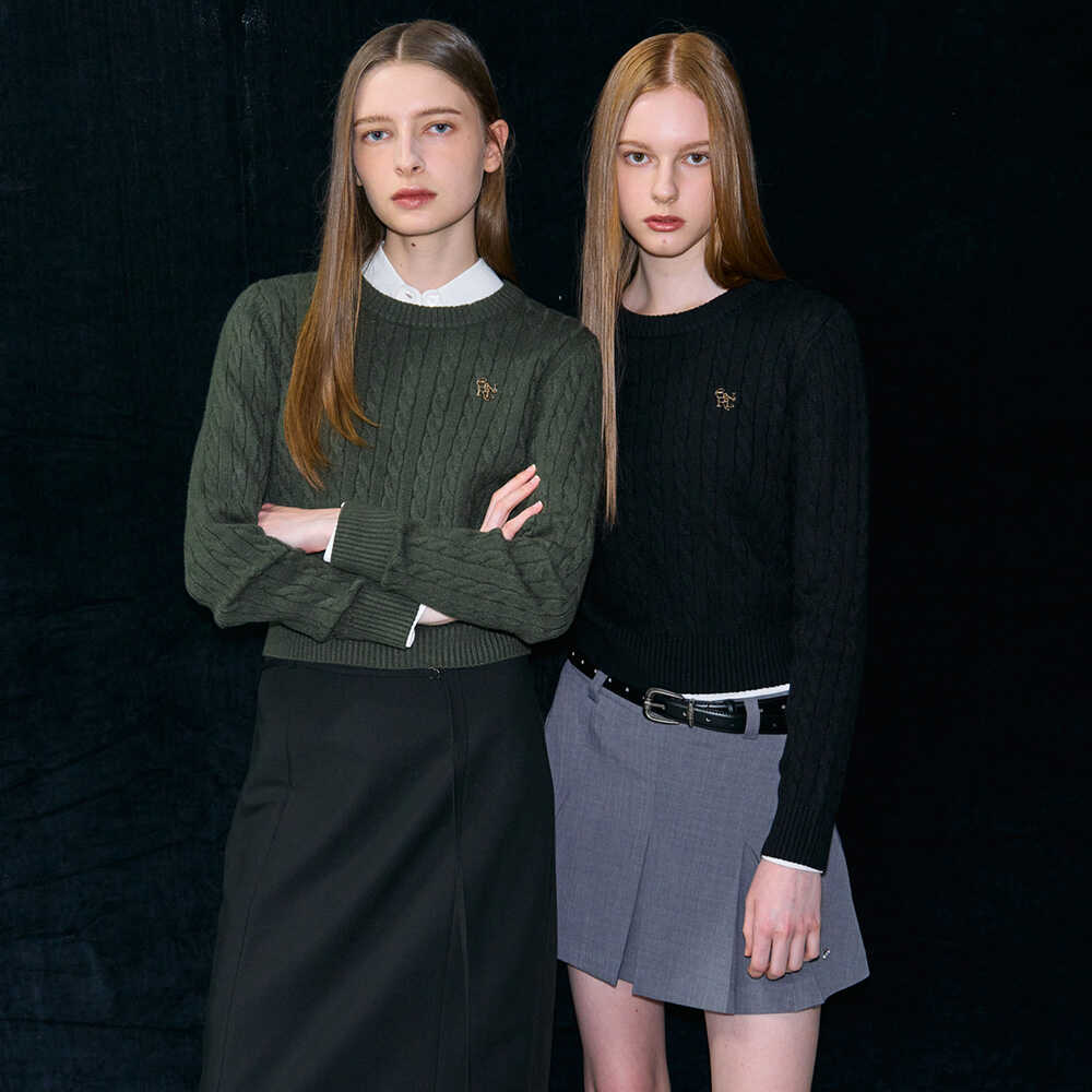 一般idea英式复古绞花圆领针织衫