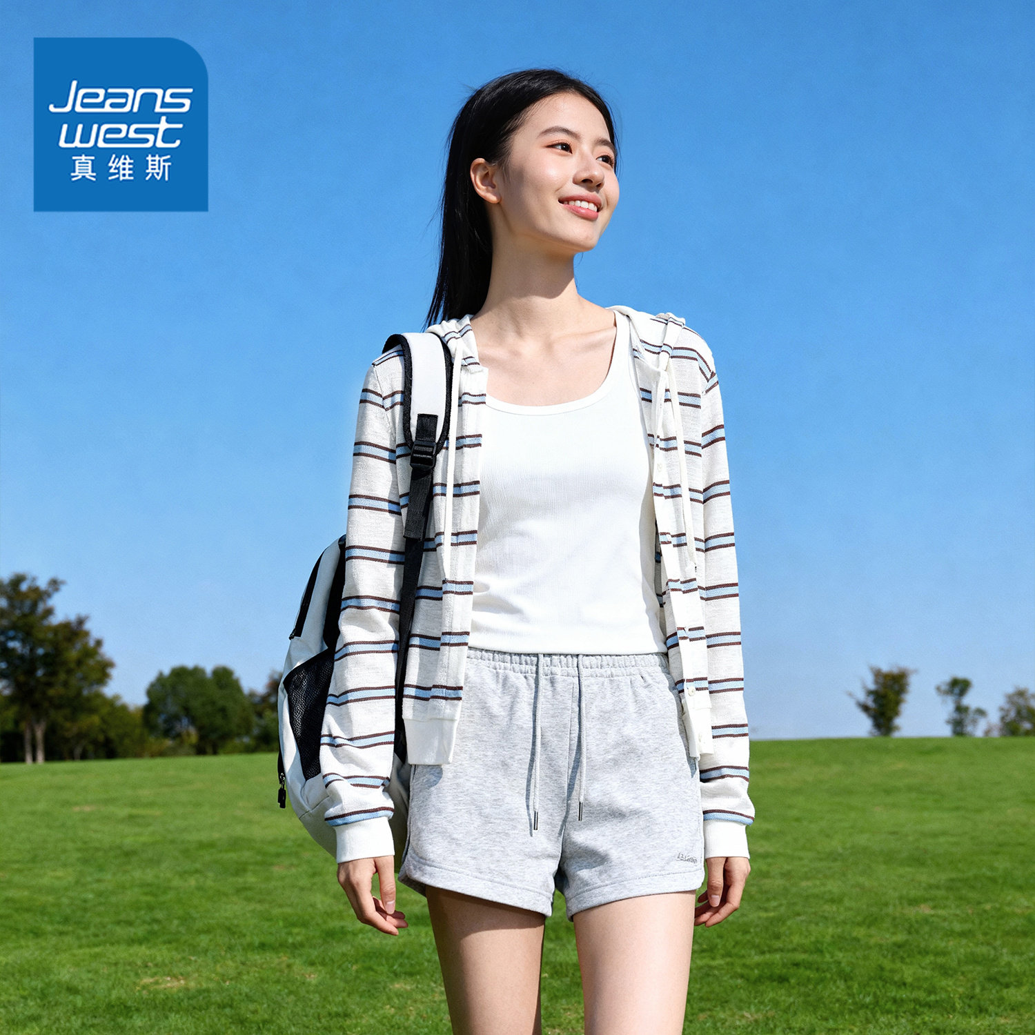 真维斯条纹轻薄外套女2026新款春夏季短款帽衫宽松开衫罩衫上衣W,女装/女士精品,短外套,淘宝优惠券,粉丝福利购,淘宝优惠卷