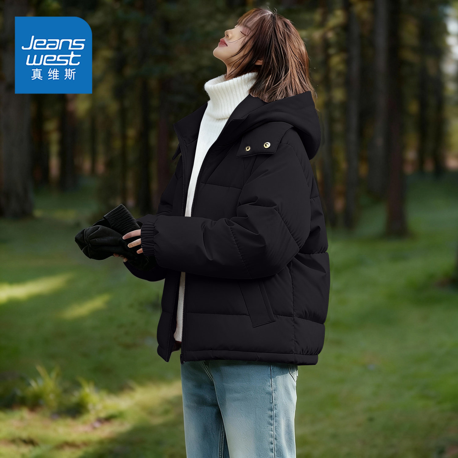 真维斯黑色连帽棉袄女款冬季新款加厚棉服小个子宽松休闲保暖外套,女装/女士精品,棉衣/棉服,淘宝优惠券,粉丝福利购,淘宝优惠卷