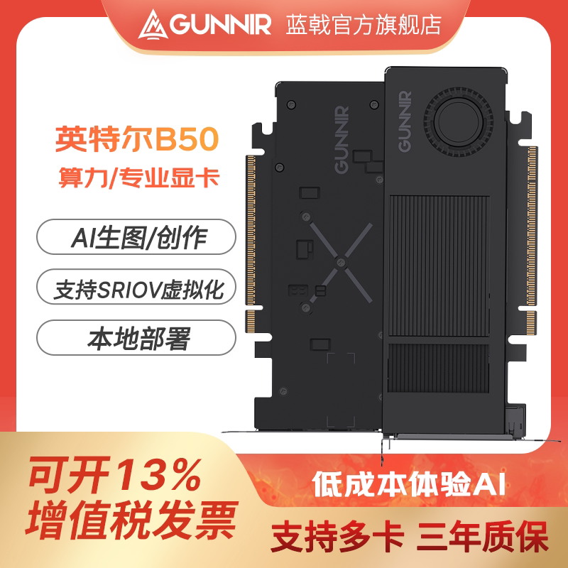 蓝戟Intel Arc Pro B50 LP 16GB 半高专业显卡 AI推理智能生图图片