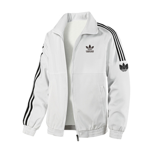 兰瑟姆三叶草2025秋冬季冲锋衣外套男士三条杠加绒夹克运动风衣女