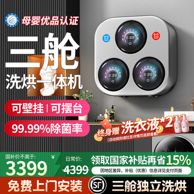 一机三桶全自动内衣裤壁挂洗衣机