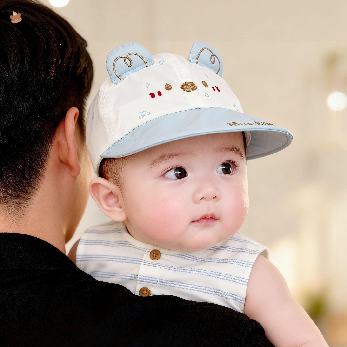 婴儿帽子夏季薄款男宝宝卡通空顶遮阳防晒帽婴幼儿外出太阳帽新款