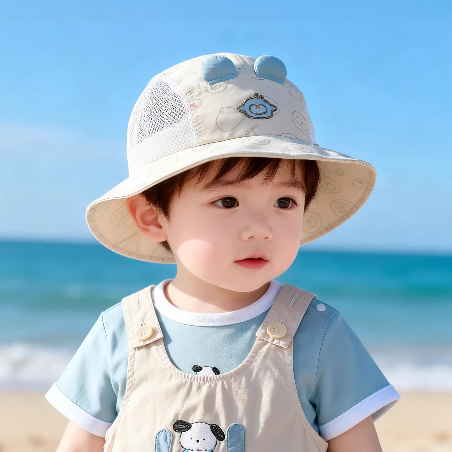 儿童帽子春夏季宝宝遮阳帽婴幼儿渔夫帽洋气防晒帽男童太阳帽外出