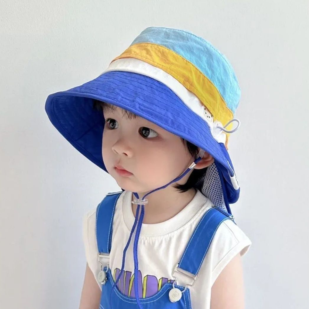 宝宝防晒儿童帽子薄款可折叠紫外线渔夫帽女童夏季披肩夏天