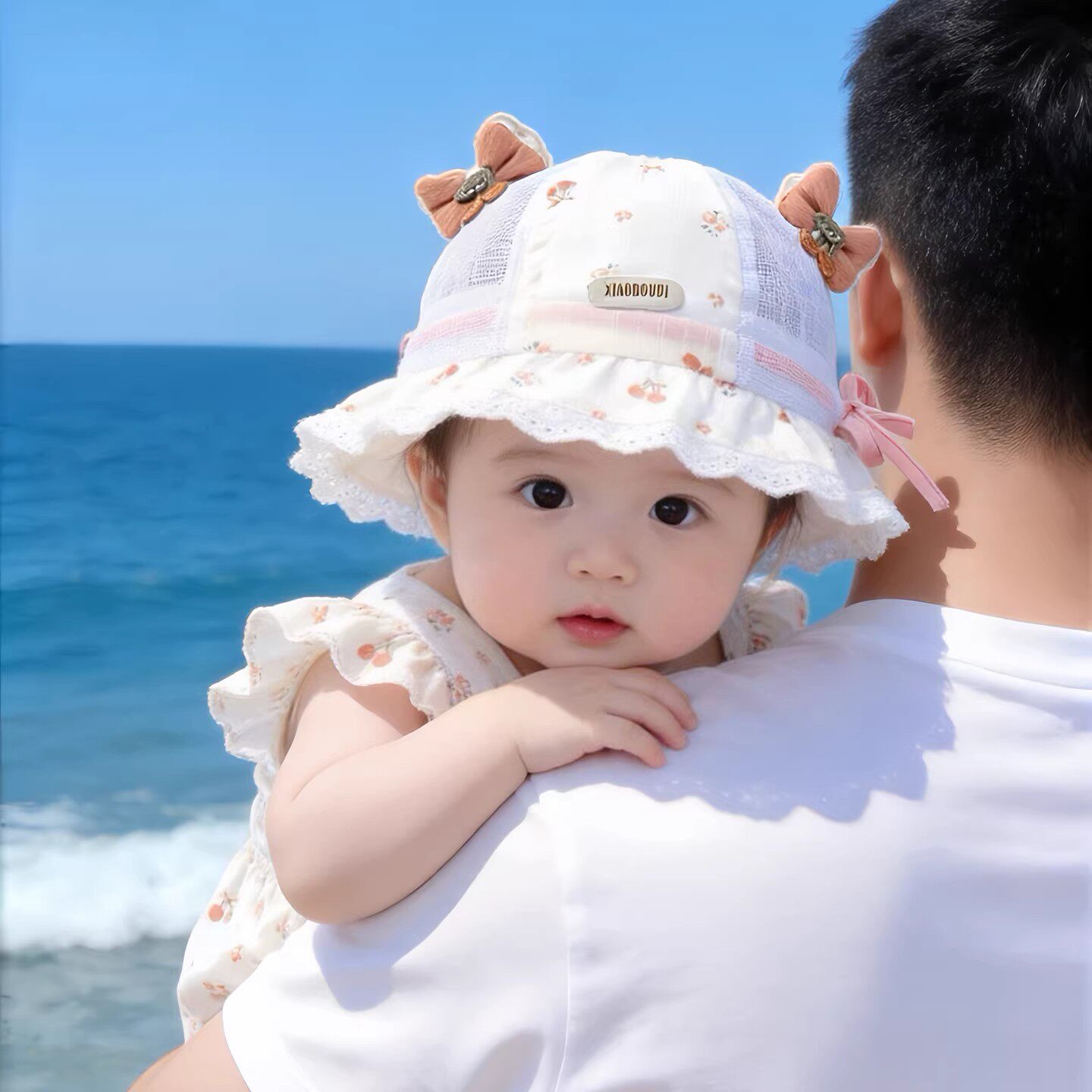 韩版婴儿帽子夏季薄款透气网眼公主渔夫胎帽女宝宝小月龄新生盆帽