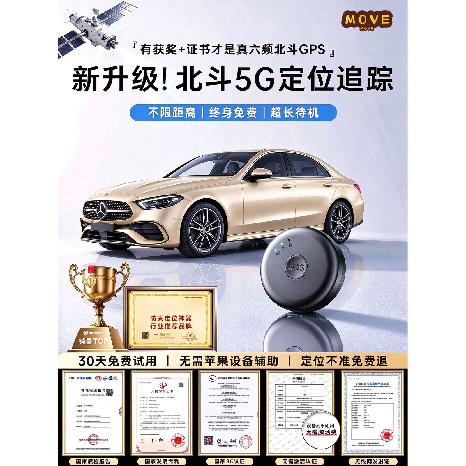 德国北斗5G定位器汽车磁吸式超长待机定位防丢定位器超高精度追踪