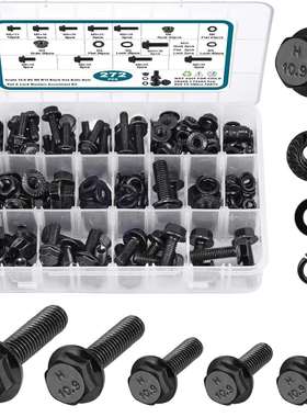 跨境盒装272pcs-252pcs280pcs黑色法兰面螺栓组合六角头螺栓套装