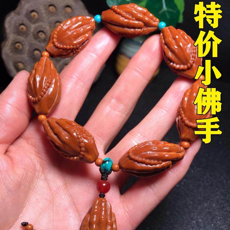 核乡缘橄榄核小佛手挂件老油核雕刻手挂念珠寓意智慧力量小佛手挂