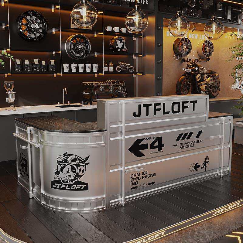 #吧台收银台机车汽修改装店咖啡厅酒吧商用工业风前台接待