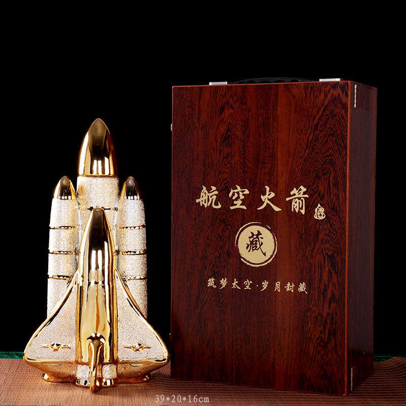 空瓶航天火箭景德镇陶瓷酒瓶酒坛3斤装密封酒壶具创意摆件