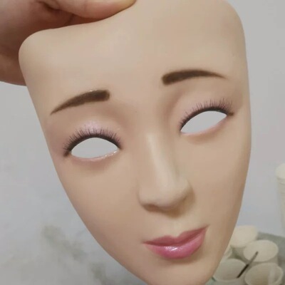 伪娘美女人脸易容面具伪街cos化妆舞会男扮女装抖音直播硅胶道具