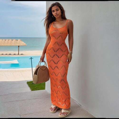 Womens Long Sleeveless Hollow Out Formal Party Dress Chic