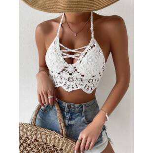 French Sexy Halter Backless Bikini, Summer New Resort Style