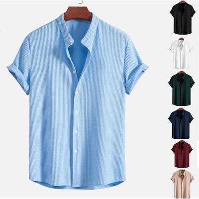 Shirt Casual Classic Polyester Solid Summer Mens Color