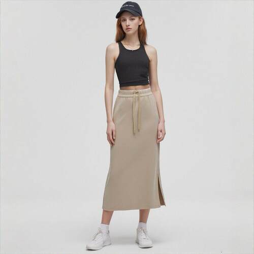 Casual Maxi Skirts for Womens High Waist Trendy Drawstring S