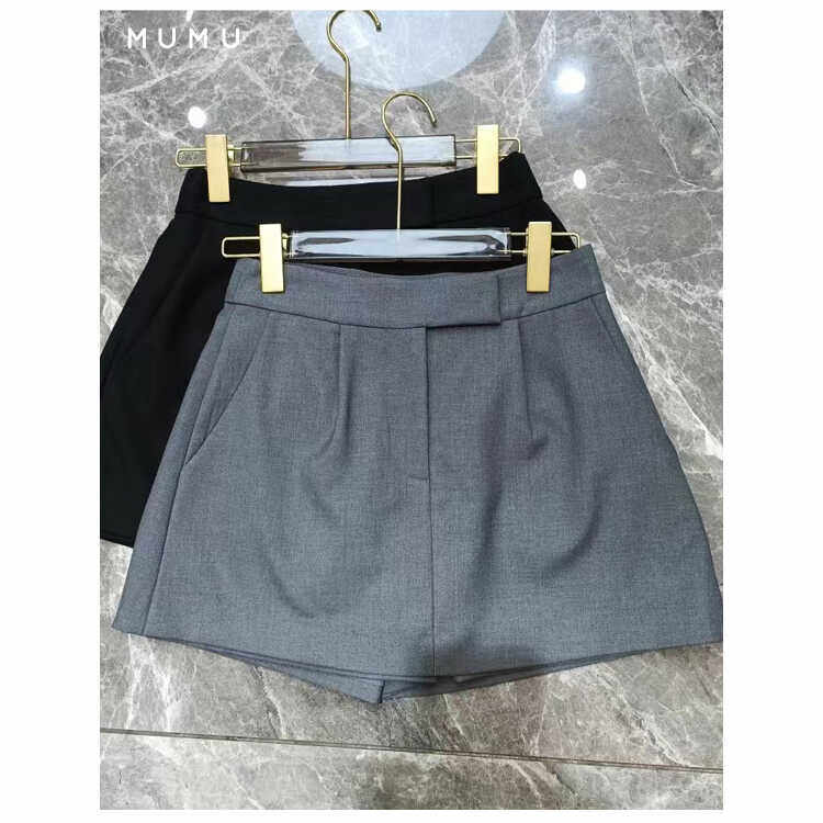 灰色A字裙裤女2025时尚气质高腰防走光高级感西装休闲阔腿短裤