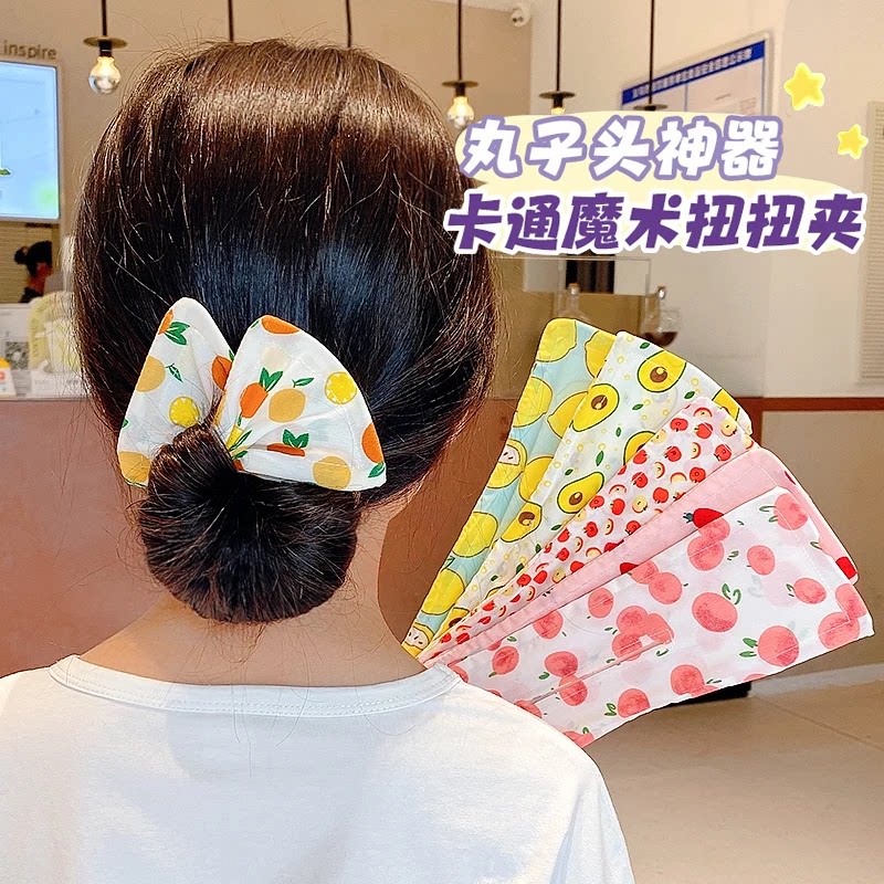 法式田园风卡通印花发带女针织头巾包头发饰多功能发带扎头发夹子