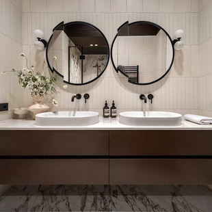 北欧智能浴室镜壁挂创意卫生间镜子异形高级化妆镜客厅装饰镜定制