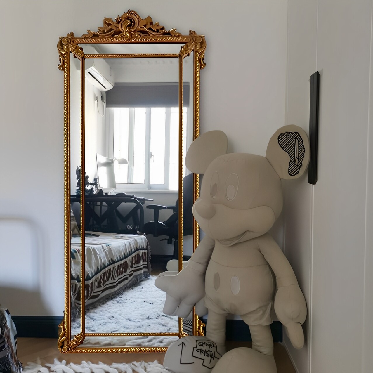 法式靠墙金色复古全身镜壁挂衣帽间服装穿衣镜家用落地试衣镜定制