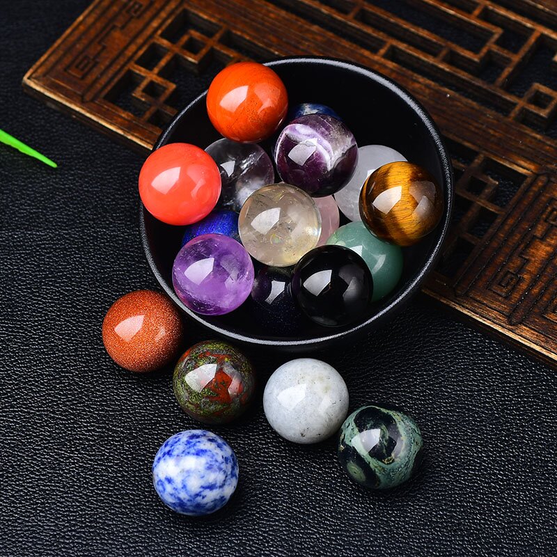 天然红白紫粉黄水晶球摆件精选直径2.5cm原石打磨家居摆设七星阵
