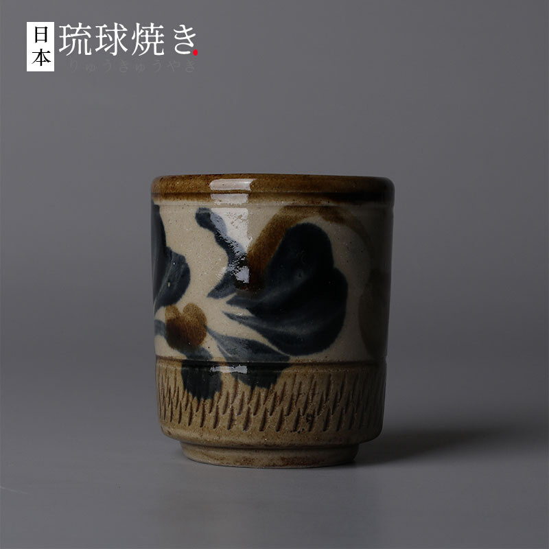 日本製老窑口琉球烧茶杯主人杯水杯粗陶日式杯子酒杯中古柴烧杯