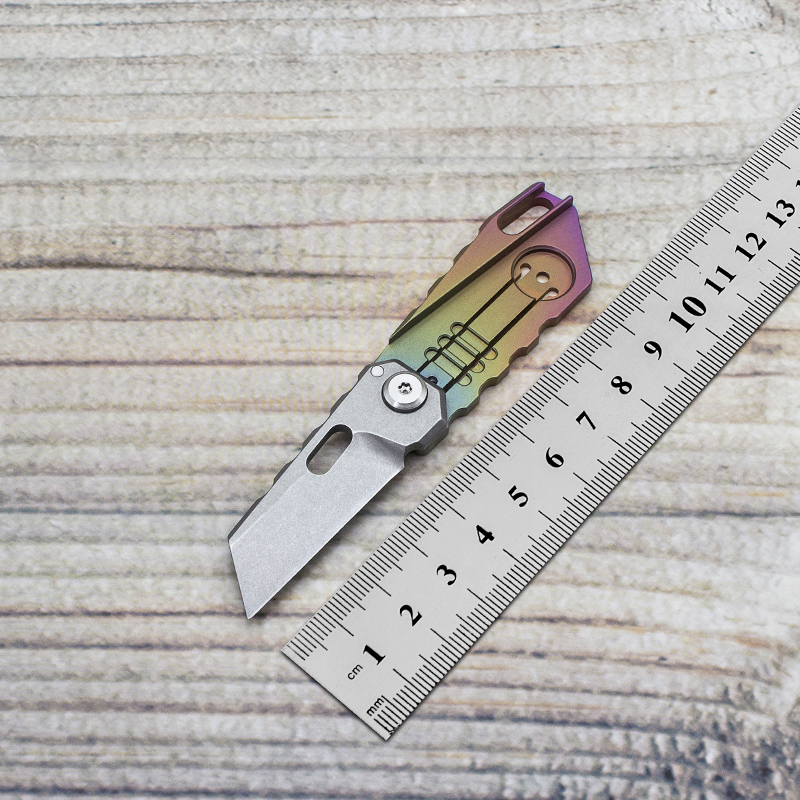 迷你钛合金小刀随身锋利高硬度折刀水果刀钥匙扣快递刀户外D2钢刀